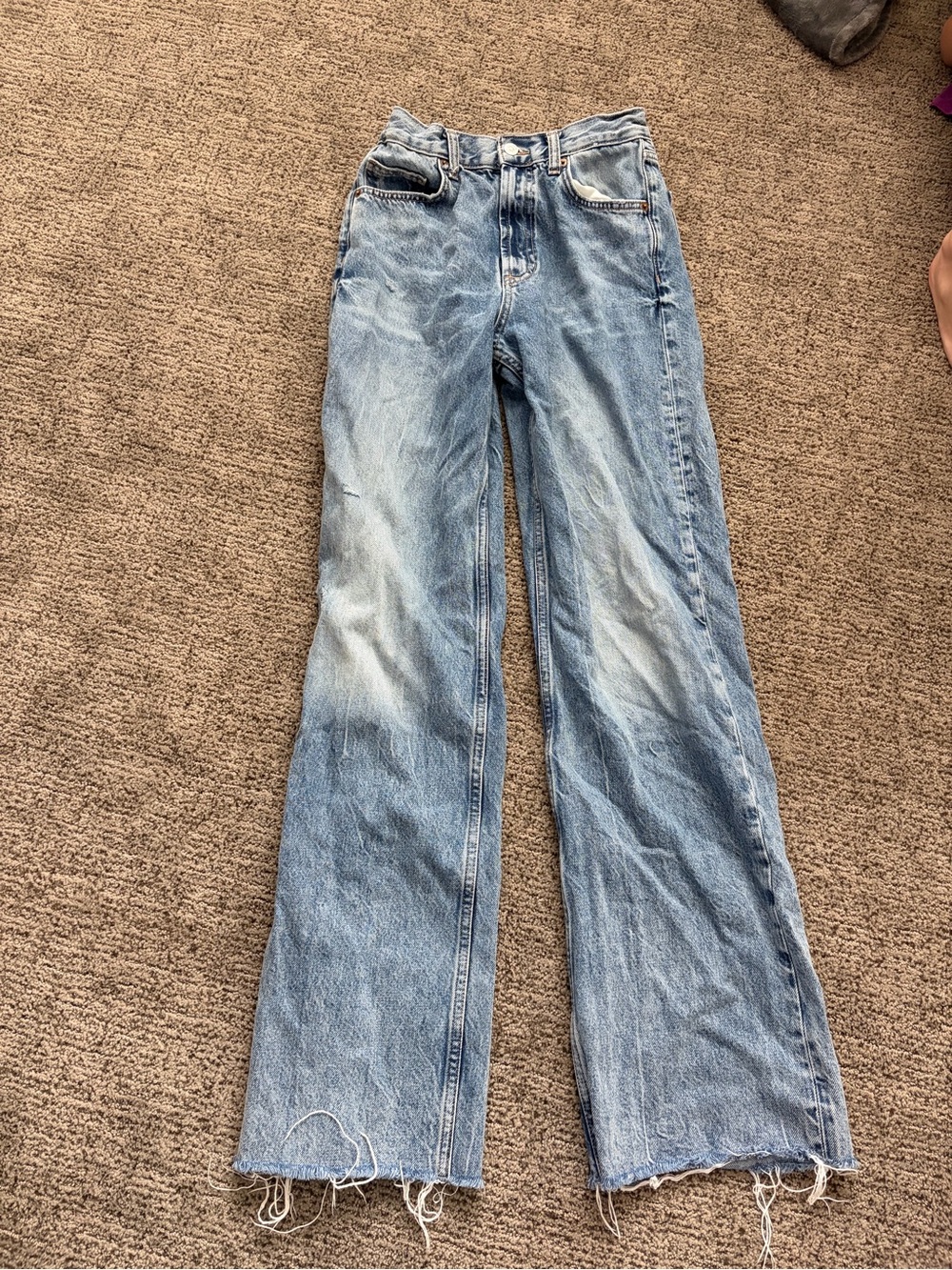 Zara Light Blue Straight-Leg High-Rise Jeans